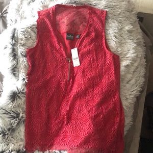 Pink lace New York & Company blouse NWT